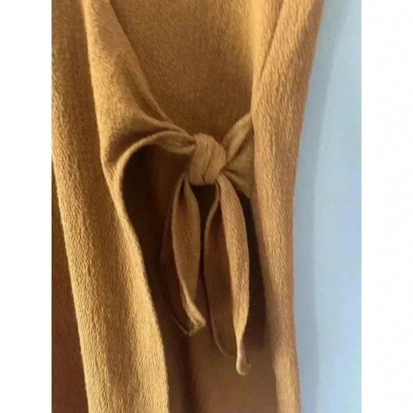 Madewell Texture And Thread Tie Faux Wrap Mini Dress Size XS Fall Spice Mustard - Picture 3 of 9